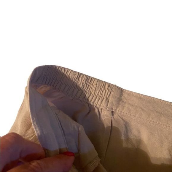 Linen Blend Plus Size 14 Boho Hi-Rise Cropped Wide Leg Pants Boho Beachy - Picture 6 of 9